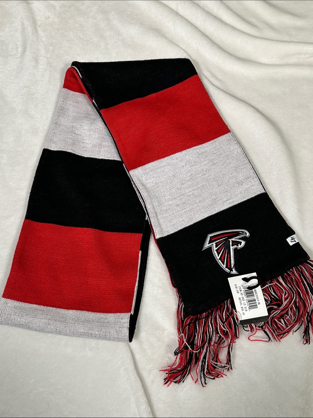 47 Brand Falcons Red Black and Gray Stripe Knit Scarf